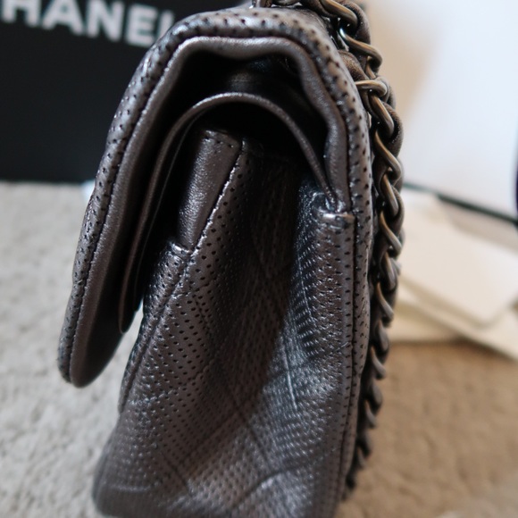 Metallic calfskin Quilted Jumbo Double flap - Picture 3 of 12